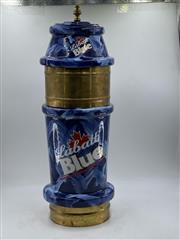 Labatt Blue 2 Faucet Beer Tower Ceramic Blue Swirl Color